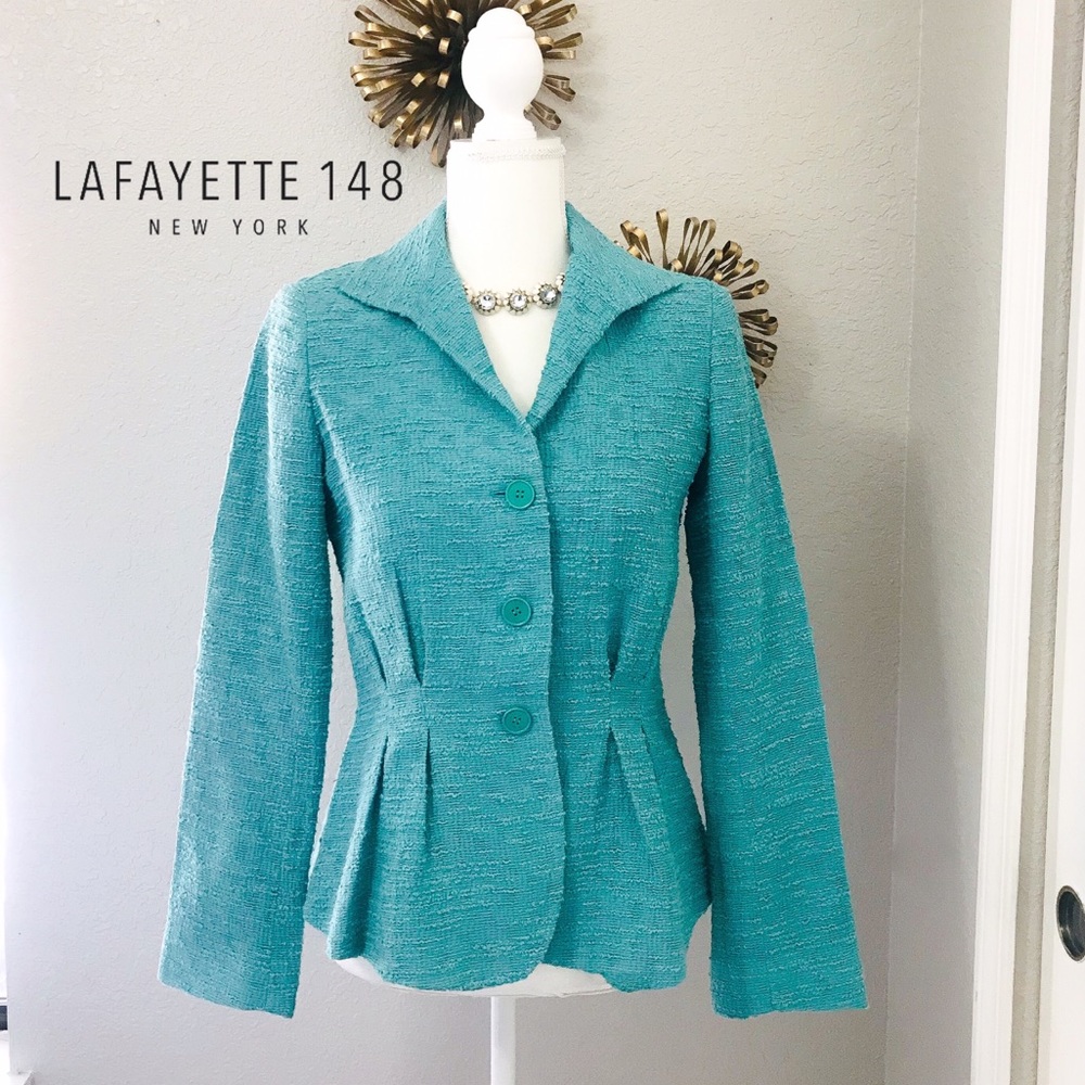 SOLD Lafayette 148 Turquoise Blue Blazer - Picture 1 of 8
